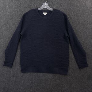 Reiss Sweater Men's XL Blue Wool Blend Textured Knit Crewneck Pullover Casual
